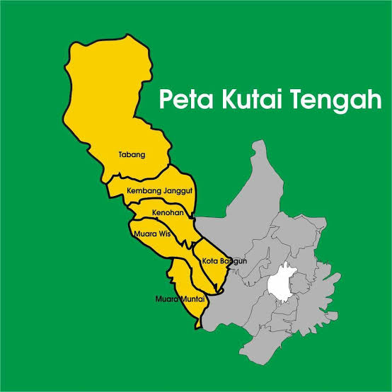 Peta wilayah yang akan masuk Kabupaten Kutai Tengah